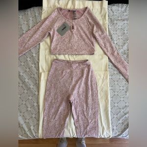 Pink gymshark fleur leggings and long sleeve crop set, size small